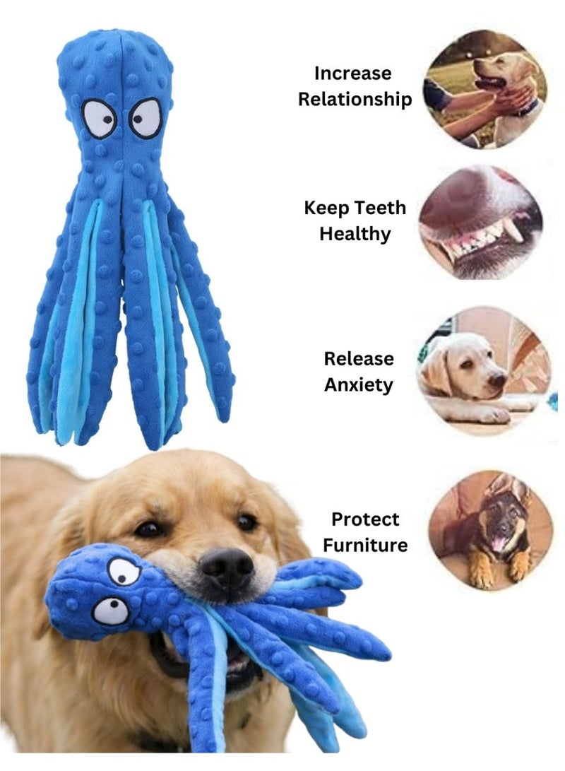 كوينز لعبة أخطبوط للكلاب – لعبة مضغ تفاعلية محشوة مع صافرة، ناعمة ومتينة للكلاب الصغيرة والمتوسطة - Image 1